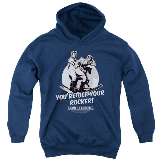 ABBOTT AND COSTELLO : OFF YOUR ROCKER YOUTH PULL-OVER HOODIE NAVY LG