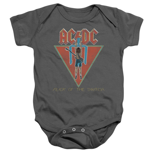 AC\DC : FLICK OF THE SWITCH INFANT SNAPSUIT Charcoal SM (6 Mo)
