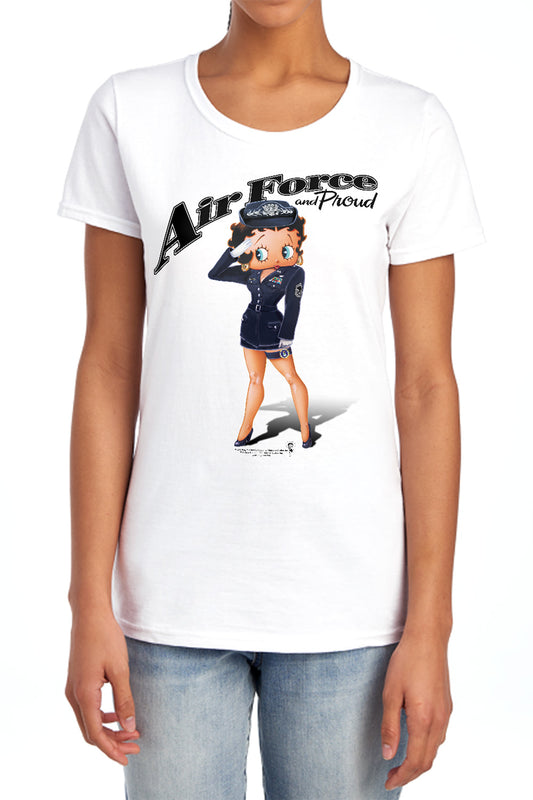 BETTY BOOP : AIR FORCE BOOP S\S WOMENS TEE WHITE MD