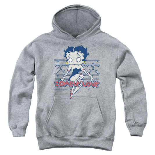 BETTY BOOP : ZOMBIE PINUP YOUTH PULL OVER HOODIE Athletic Heather LG