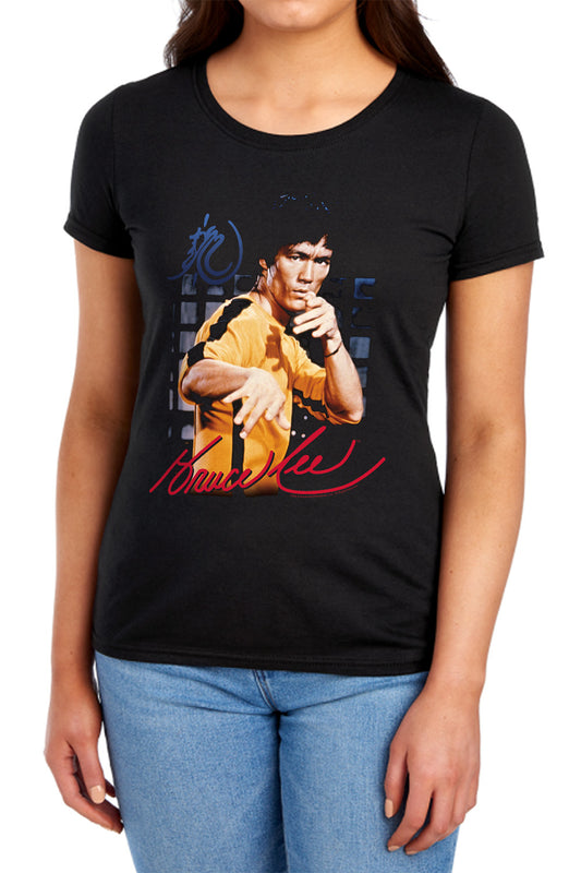 BRUCE LEE : YELLOW JUMPSUIT S\S WOMENS TEE Black SM