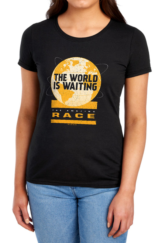 AMAZING RACE : WAITING WORLD S\S WOMENS TEE Black XL