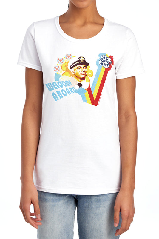 LOVE BOAT : WELCOME ABOARD S\S WOMENS TEE White SM