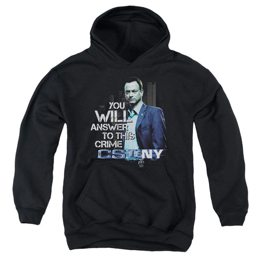 CSI : NY : YOU WILL ANSWER YOUTH PULL OVER HOODIE BLACK LG