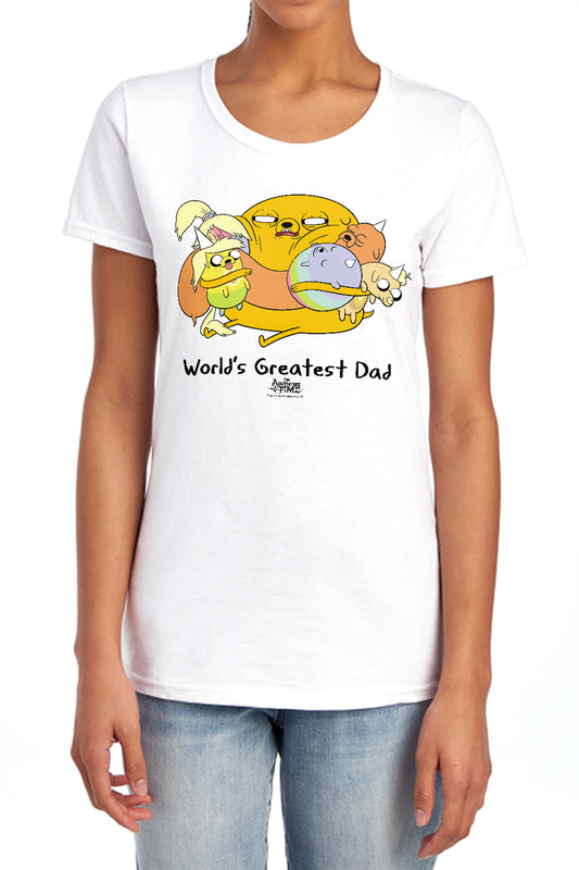ADVENTURE TIME : WORLDS GREATEST DAD WOMENS SHORT SLEEVE Banana MD