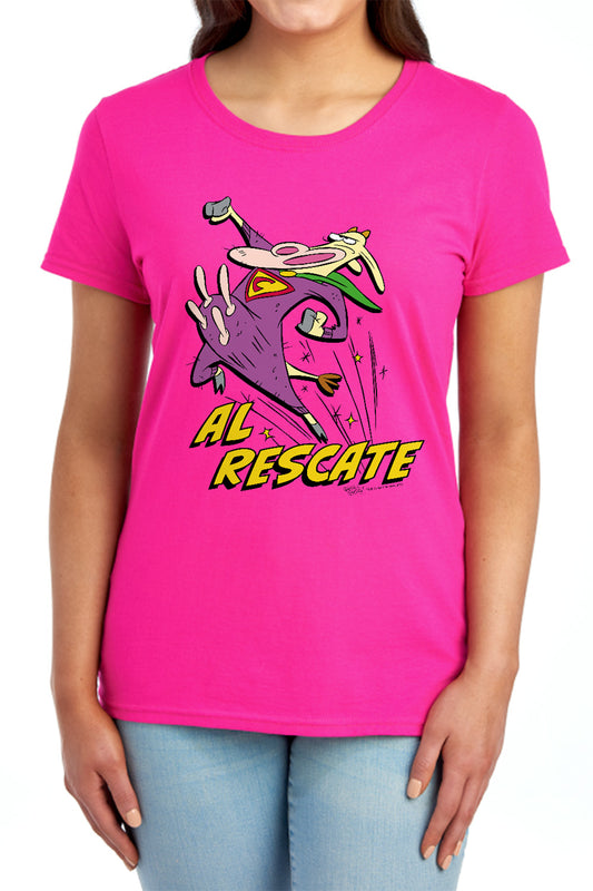 COW AND CHICKEN : AL RESCATE S\S WOMENS TEE Red 2X