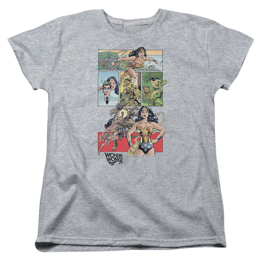 WONDER WOMAN : WW75 COMIC PAGE WOMENS SHORT SLEEVE Athletic Heather MD