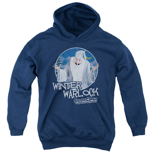 SANTA CLAUS IS COMIN TO TOWN : WINTER WARLOCK YOUTH PULL OVER HOODIE NAVY LG
