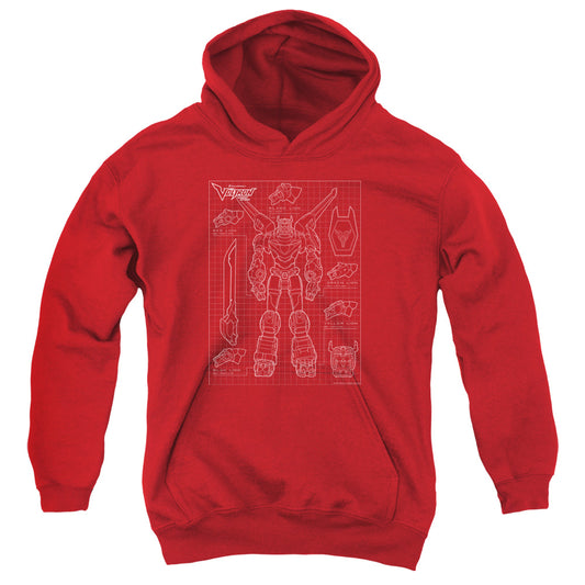 VOLTRON : VOLTRON SCHEMATIC YOUTH PULL OVER HOODIE Red SM