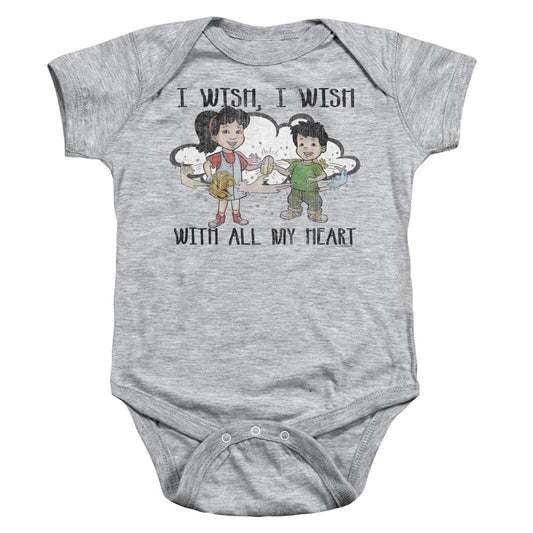 DRAGON TALES : I WISH WITH ALL MY HEART INFANT SNAPSUIT Athletic Heather MD (12 Mo)