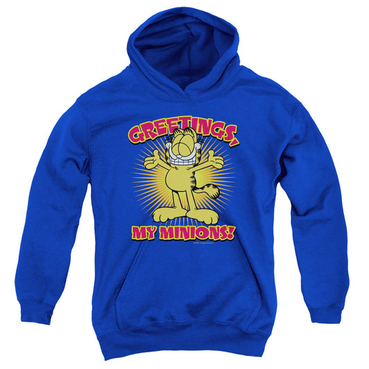 GARFIELD : MINIONS YOUTH PULL OVER HOODIE ROYAL BLUE SM