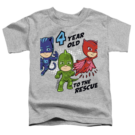 PJ MASKS : 4 YEAR OLD TO THE RESCUE BIRTHDAY S\S TODDLER TEE Athletic Heather LG (4T)