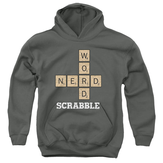 SCRABBLE : WORD NERD YOUTH PULL OVER HOODIE Charcoal LG