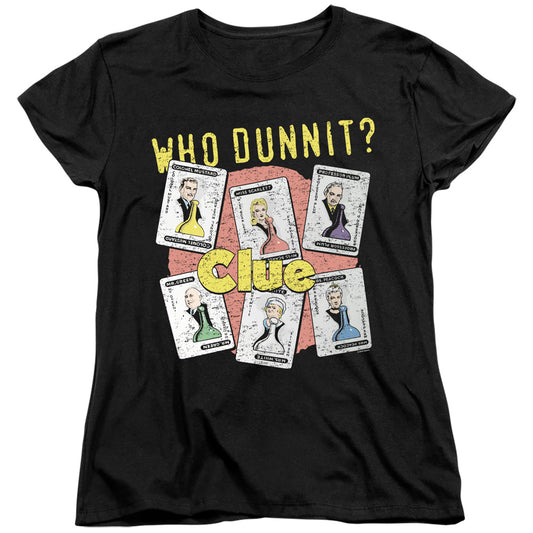 CLUE : WHO DUNNIT WOMENS SHORT SLEEVE Black 2X