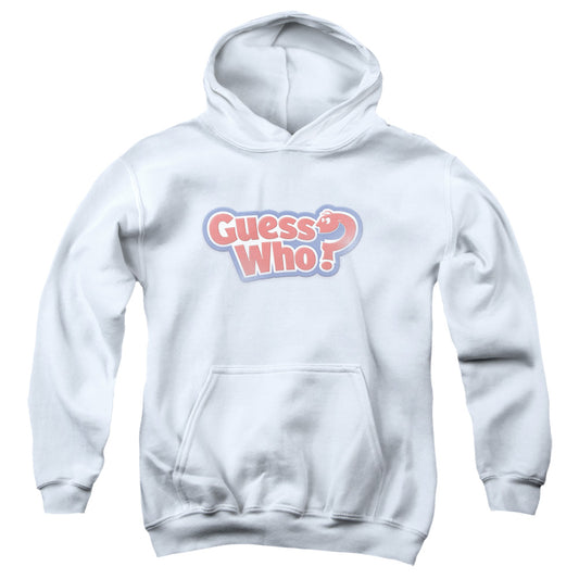 GUESS WHO : GUESS WHO DISTRESSED LOGO YOUTH PULL OVER HOODIE White MD