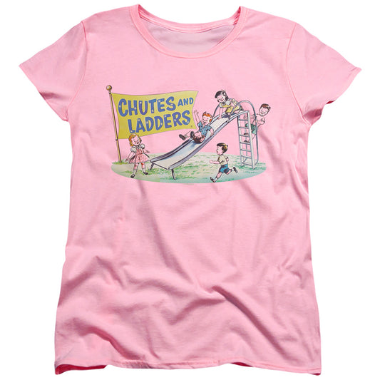 CHUTES AND LADDERS : OLD SCHOOL WOMENS SHORT SLEEVE Pink XL