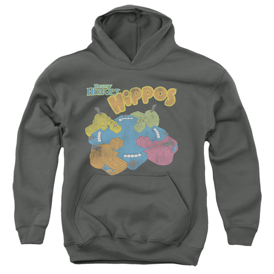 HUNGRY HUNGRY HIPPOS : READY TO PLAY YOUTH PULL OVER HOODIE Charcoal LG