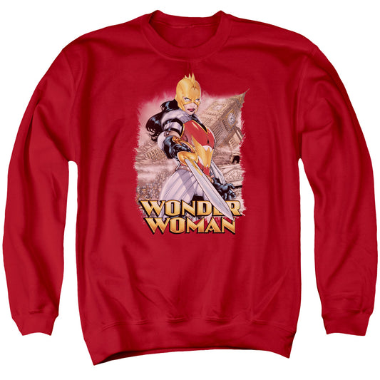 JUSTICE LEAGUE OF AMERICA : WONDER WOMAN ADULT CREW SWEAT RED 2X