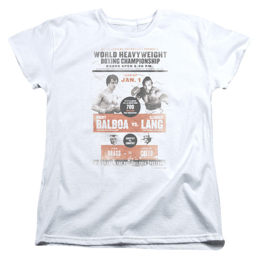 ROCKY III : VS CLUBBER POSTER S\S WOMENS TEE WHITE SM