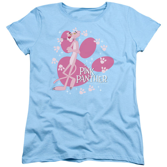 PINK PANTHER : WALK ALL OVER S\S WOMENS TEE Light Blue LG