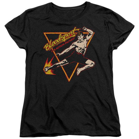 BLOODSPORT : ACTION PACKED S\S WOMENS TEE Black MD