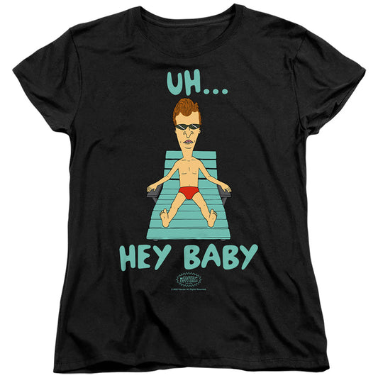 BEAVIS AND BUTTHEAD : UH HEY BABY WOMENS SHORT SLEEVE Black MD