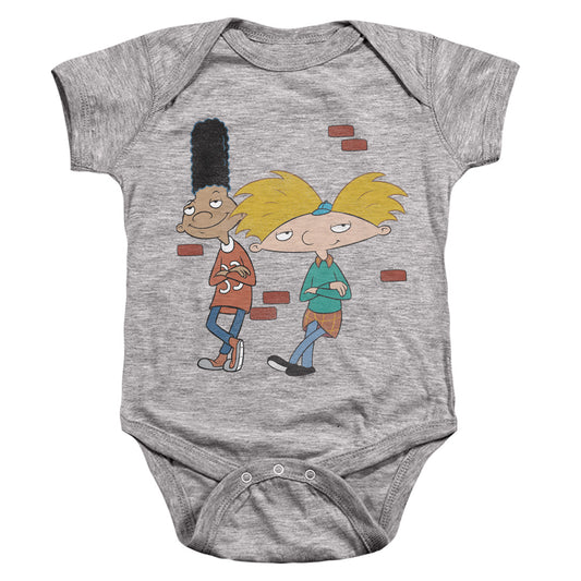HEY ARNOLD : ARNOLD AND GERALD LEANING INFANT SNAPSUIT Athletic Heather SM (6 Mo)