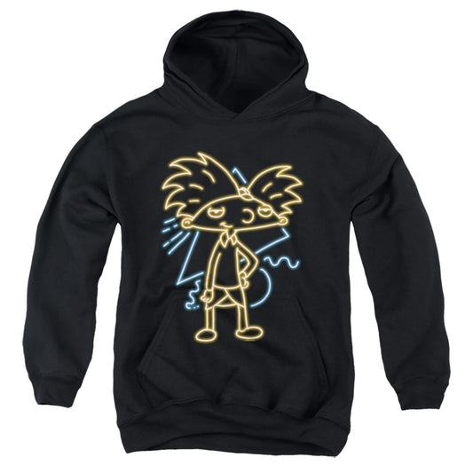 HEY ARNOLD : HEY ARNOLD NEON YOUTH PULL OVER HOODIE Black XL