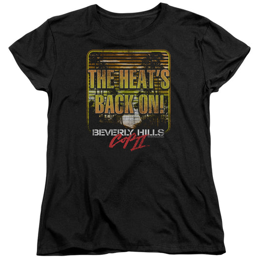 BEVERLY HILLS COP II : THE HEAT'S BACK ON S\S WOMENS TEE BLACK MD