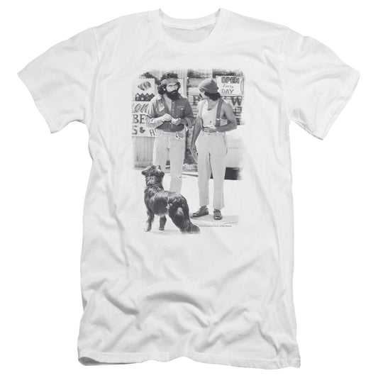 UP IN SMOKE : CHEECH AND CHONG DOG PREMIUM CANVAS ADULT SLIM FIT 30\1 WHITE SM