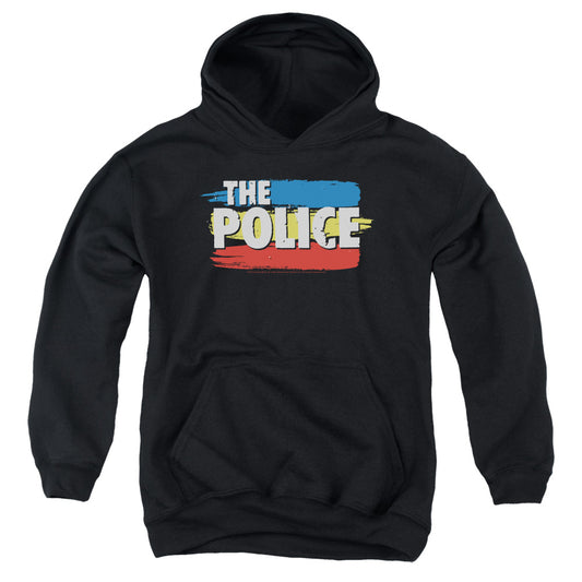 THE POLICE : THREE STRIPES LOGO YOUTH PULL OVER HOODIE Black XL