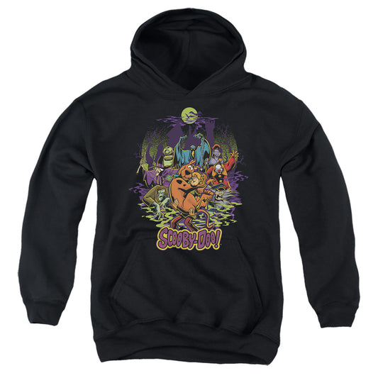 SCOOBY DOO : AND SHAGGY CHASED BY MONSTERS YOUTH PULL OVER HOODIE Black SM
