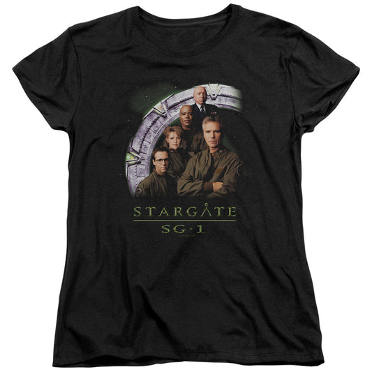 STARGATE SG1 : CAST STACKED S\S WOMENS TEE BLACK MD