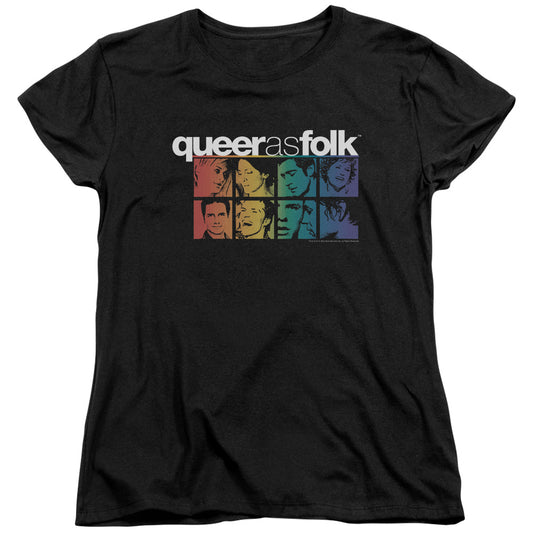 QUEER AS FOLK : CAST S\S WOMENS TEE BLACK MD