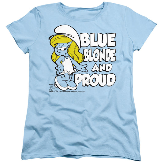 SMURFS : BLUE, BLONDE AND PROUD WOMENS SHORT SLEEVE Light Blue XL