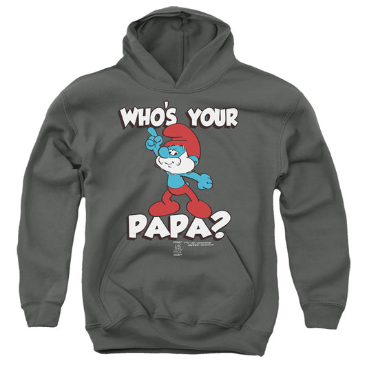 SMURFS : WHO'S YOUR PAPA? YOUTH PULL OVER HOODIE Charcoal XL
