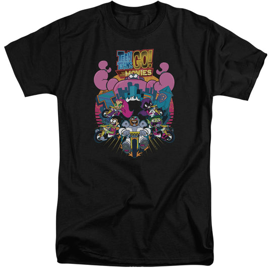 TEEN TITANS GO TO THE MOVIES : BURST THROUGH ADULT TALL FIT SHORT SLEEVE Black 3X