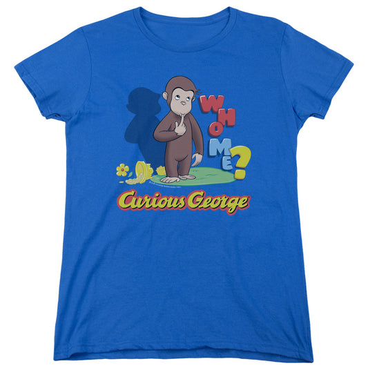 CURIOUS GEORGE : WHO ME WOMENS SHORT SLEEVE ROYAL BLUE 2X