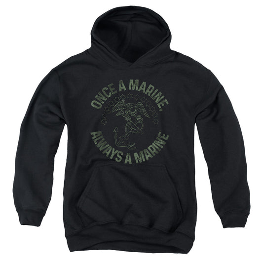 US MARINE CORPS : ALWAYS A MARINE YOUTH PULL OVER HOODIE Black SM
