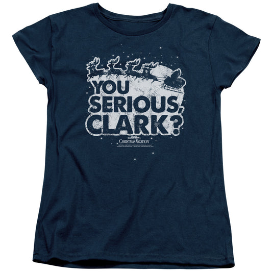 CHRISTMAS VACATION : YOU SERIOUS CLARK WOMENS SHORT SLEEVE Navy MD