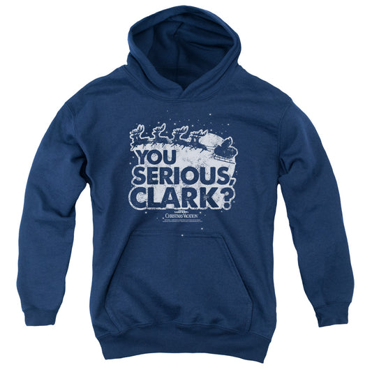CHRISTMAS VACATION : YOU SERIOUS CLARK YOUTH PULL OVER HOODIE Navy LG
