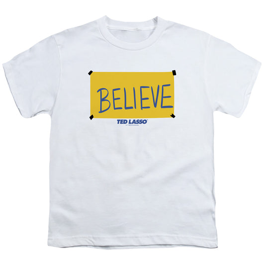 TED LASSO : TED LASSO BELIEVE SIGN S\S YOUTH 18\1 White SM