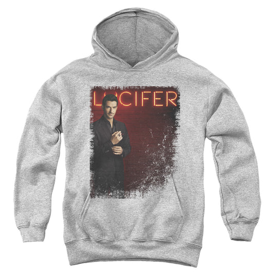 LUCIFER : LUCIFER NEON LIGHTS YOUTH PULL OVER HOODIE Athletic Heather LG