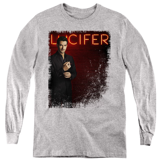 LUCIFER : LUCIFER NEON LIGHTS L\S YOUTH Athletic Heather SM