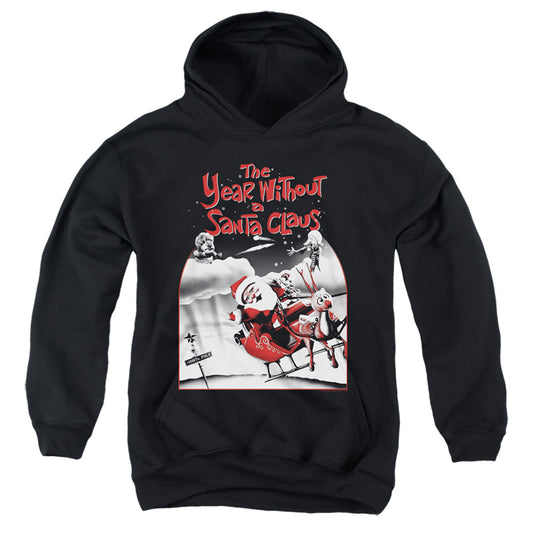 THE YEAR WITHOUT A SANTA CLAUS : SANTA POSTER YOUTH PULL OVER HOODIE Black LG