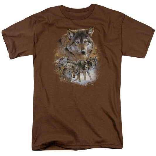 WILDLIFE : WOLF PACK S\S ADULT 18\1 COFFEE XL