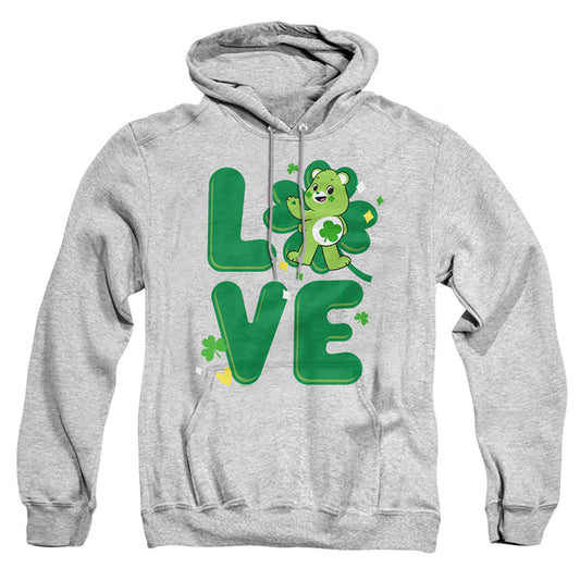 CARE BEARS : UNLOCK THE MAGIC : GOOD LUCK BEAR LOVE ST. PATRICK'S DAY ADULT PULL OVER HOODIE Athletic Heather 2X