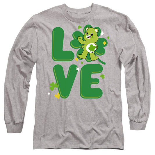 CARE BEARS : UNLOCK THE MAGIC : GOOD LUCK BEAR LOVE ST. PATRICK'S DAY L\S ADULT T SHIRT 18\1 Athletic Heather MD