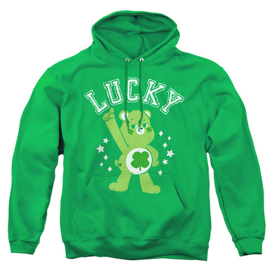 CARE BEARS : UNLOCK THE MAGIC : GOOD LUCK BEAR LUCKY COLLEGIATE ST. PATRICK'S DAY ADULT PULL OVER HOODIE Kelly Green 2X