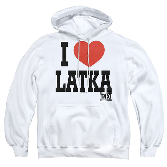 TAXI : I HEART LATKA ADULT PULL OVER HOODIE White LG
